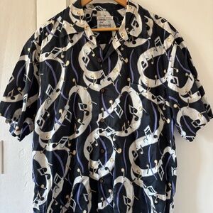 Reyn Spooner Musical Note Button Down Hawaiian Shirt Large Egyptian Cotton